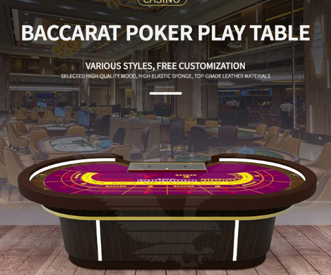 Custom Oval Casino Poker Table Gambling Baccarat Casino Table With Cup Holders